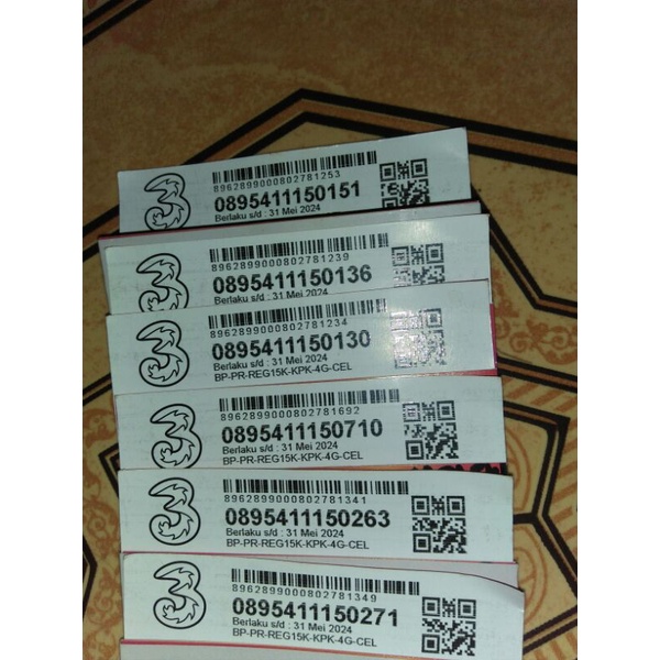 Kartu Tri happy 2 gb dan Tri aon 1 gb nomer cantik