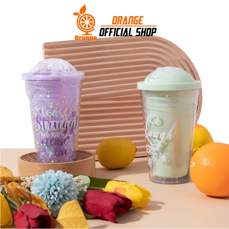 Jual Orange Official Shop Glitter Tumbler Cups Blink Gelas Botol Minum