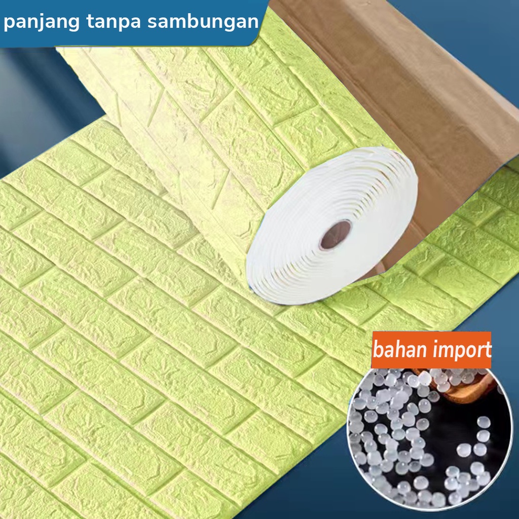 sticker dinding panjang tanpa sambungan / wallpaper gulungan tanpa sambungan pola bata 3D / wallpaper hiasan dekorasi kamar / walpaper tahan air tidak lembab 5pcs x (0.7x0.77m)-Kuning