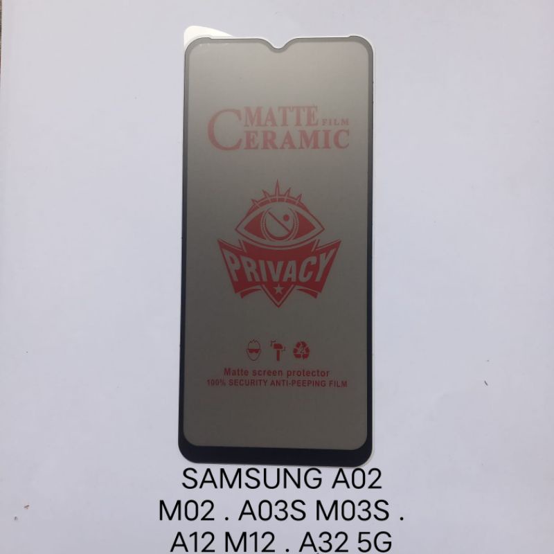Tempered glass SPY Samsung A02 . M02 . A03S . M03S . A02S . M02S . M03S . A20S . A12 . M12 . F12 . A13 4G . A23 4G . A23 5G . A32 5G glass privacy anti gores kaca spy screen guard pelindung layar