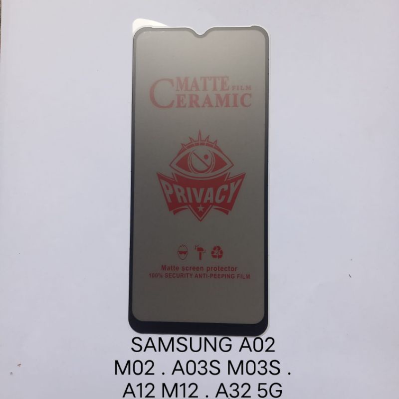 Tempered glass SPY Samsung A02 . M02 . A03S . M03S . A02S . M02S . M03S . A20S . A12 . M12 . F12 . A13 4G . A23 4G . A23 5G . A32 5G glass privacy anti gores kaca spy screen guard pelindung layar