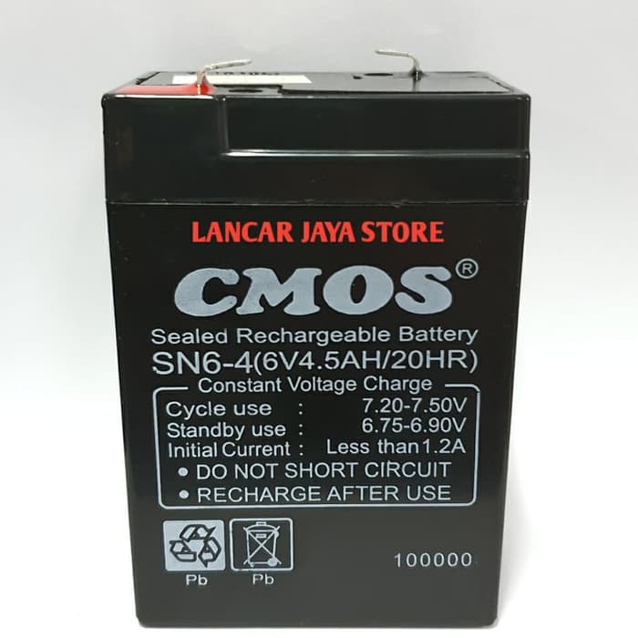 Batery Aki/Batrai Aki Emergency Lamp CMOS 6volt Asli 100% Merek Cmos