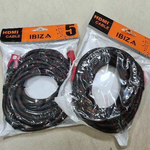 KABEL HDMI KE HDMI IBIZA 5M SERAT JARING HDMI TO HDMI