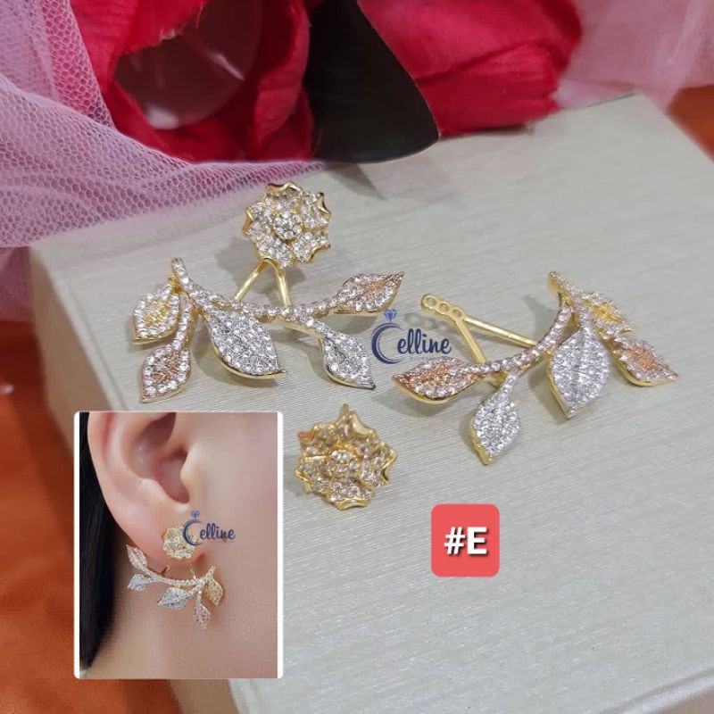 Anting lapis emas swaroski Premium,Anting pesta,anting mewah