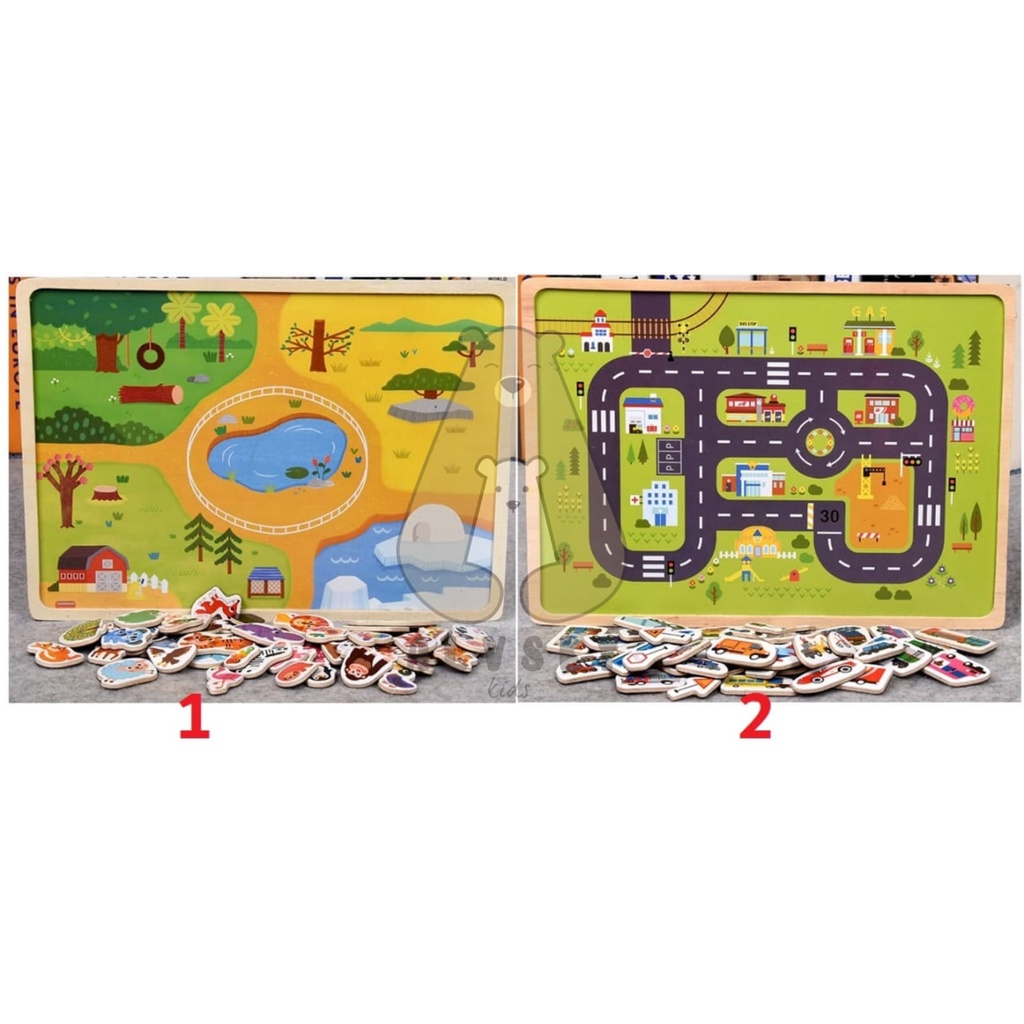 MAINAN EDUKASI PUZZLE MAGNET / MAGNETIC BOARD PUZZLE HEWAN &amp; TRANSPORTASI / PUZZLE PAPAN MAGNETIC