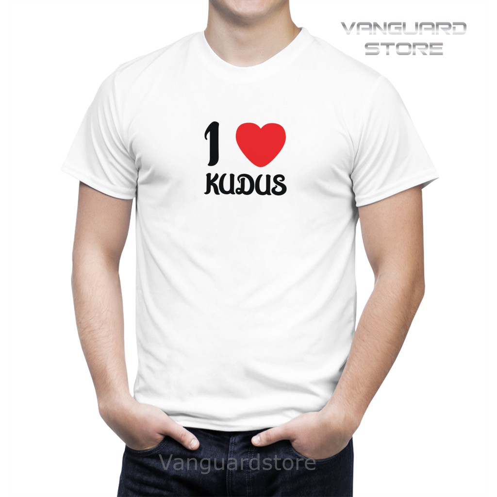 KAOS I LOVE KUDUS COMBED 20S COWOK WANITA PRIA COWO UKURAN BAYI - DEWASA JUMBO BIG SIZE 0 - 4XL