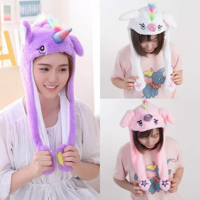 Bunny Hat Topi Krakter Lucu ada lampu cocok untuk hadiah anak-anak atau dewasa