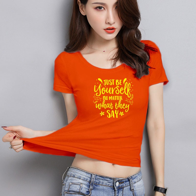 YOURSTYLE1119 - KAOS WANITA ONECK / just be your self yellow / KAOS TERLARIS / KAOS ONECK