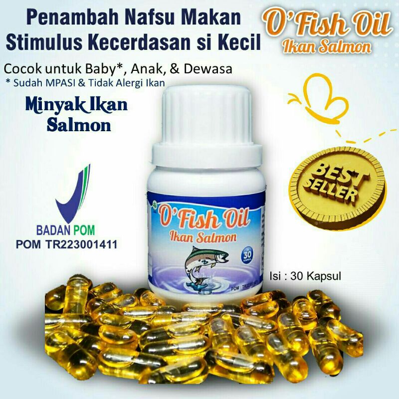O Fish Oil Salmon (3 Botol) Minyak Ikan Salmon Omega 3 Vitamin Anak Penambah Nafsu Makanan
