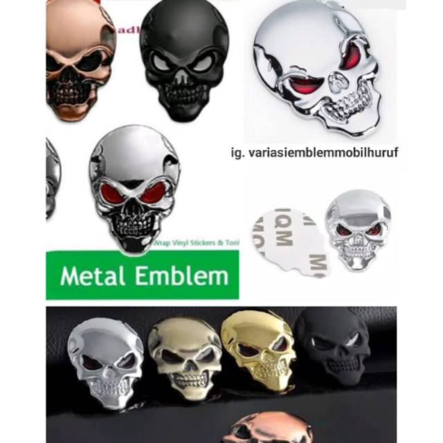 Emblem Logo Tengkorak Kepala Skull Metal Stainless Untuk Variasi Modifikasi Agya Ayla Jazz Brio Shopee Indonesia