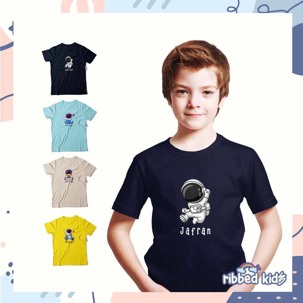 GRATIS SABLON NAMA  KAOS ANAK TEMA ATRONOT, ANAK LAKI LAKI, KAOS CUSTOM ANAK  0-12TH  ATASAN KATUN COMBED 30s By Ribbedkids