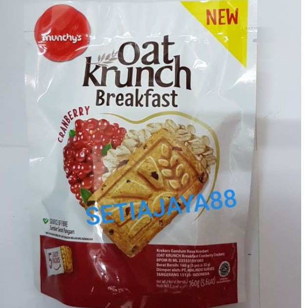 

MUNCHYS OAT KRUNCH BREAKFAST CRANBERRY/KRAKERS GANDUM KRANBERI 160 GR