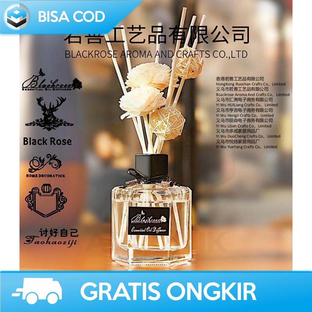 PARFUM PENGHARUM RUANGAN HUMI BLACK ROSE DIFFUSER REED STICKS ORIGINAL