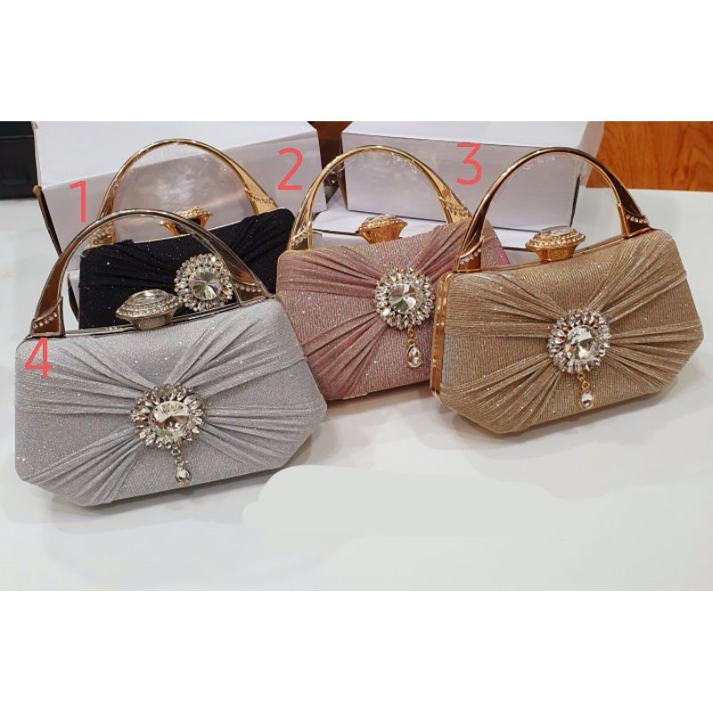 tas pesta clutch kain import akad kebaya tenteng handle perlengkapan party cantik