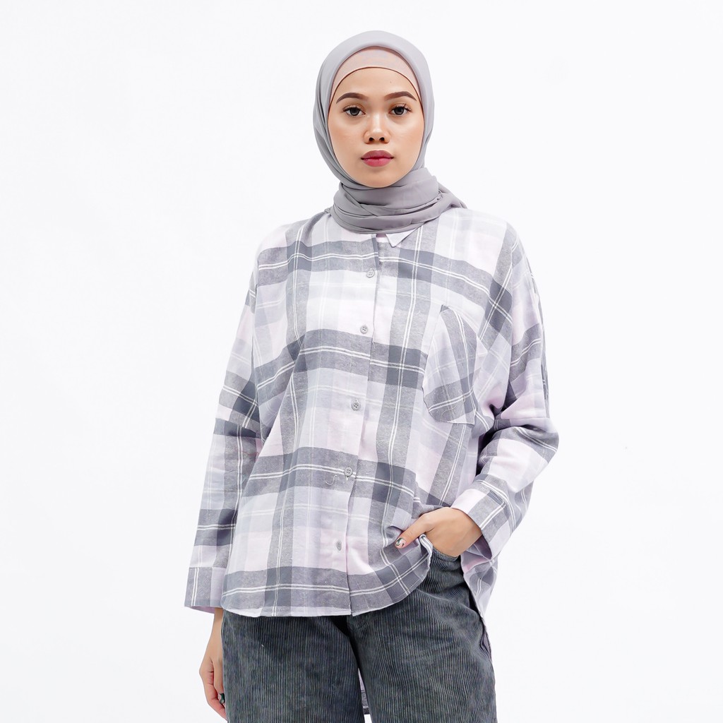 KEMEJA BOYFRIEND KOREA OVERSIZE OMBRE FLANEL PREMIUM SHIRT B341-Motif 3