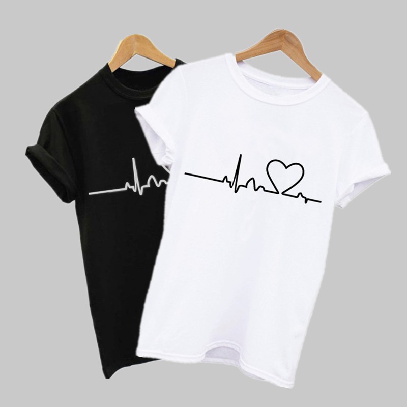 IvannaCollection T Shirt / Baju Kaos Couple Wanita Love Chart Simple Casual Bahan Katun Premium