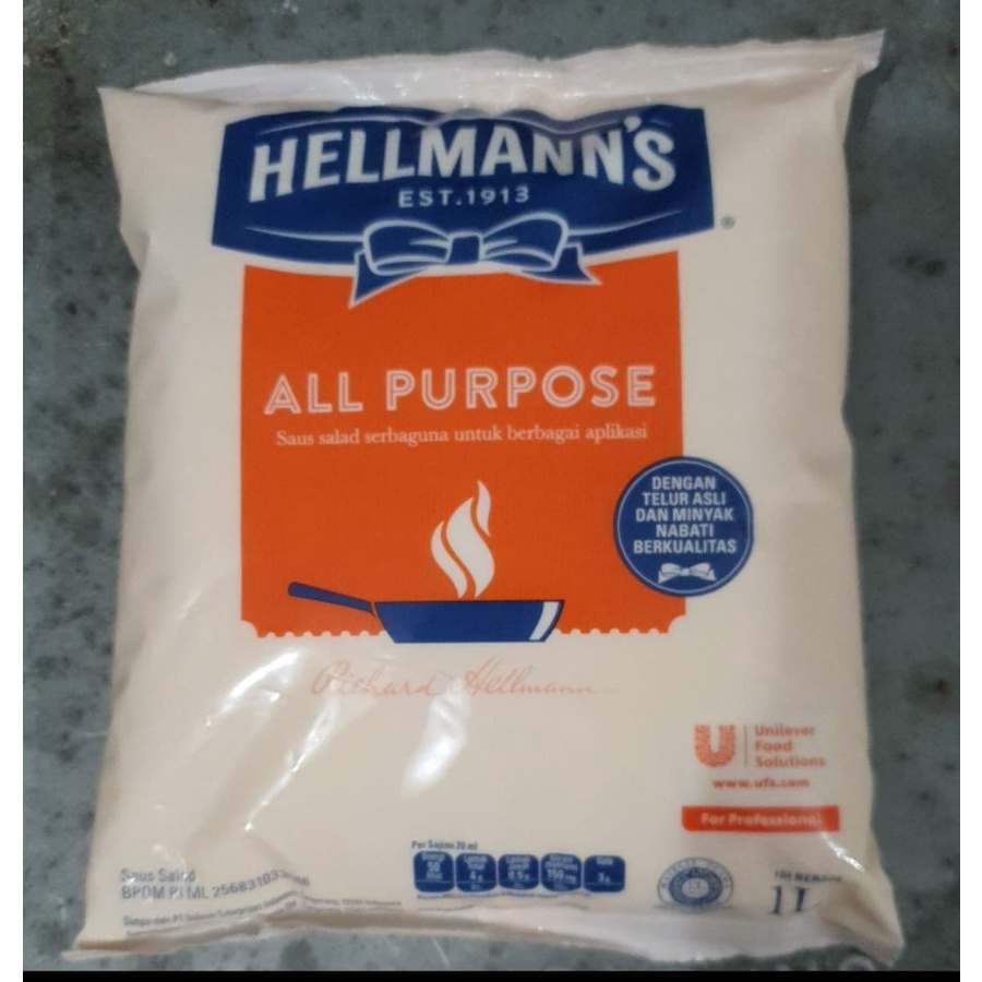 Hellmanns All Purpose Mayonnaise 1Ltr - Helmann Mayo Gosend Grab Only