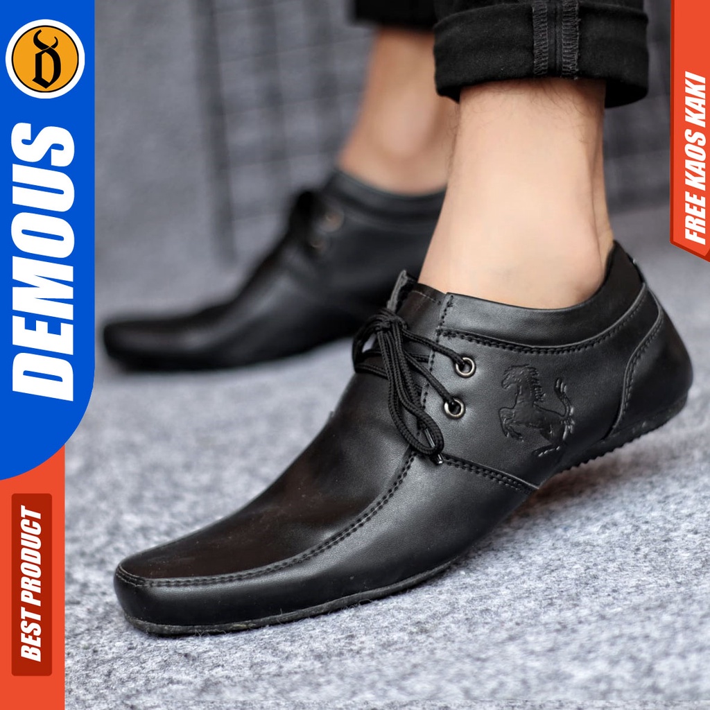 DEMOUS LETTO Sepatu Casual Formal Pantofel Kulit Asli Pria