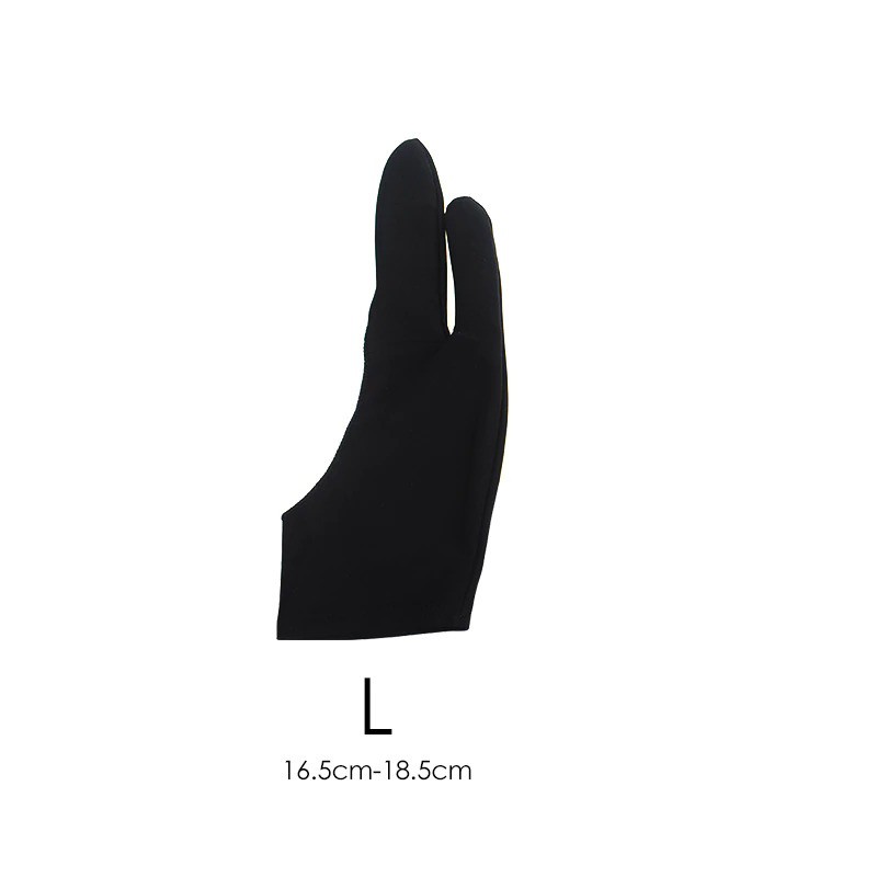 Sarung Tangan Stylus Two Finger Artist Anti-touch Glove Drawing Tablet Size L - LLC09 - Black