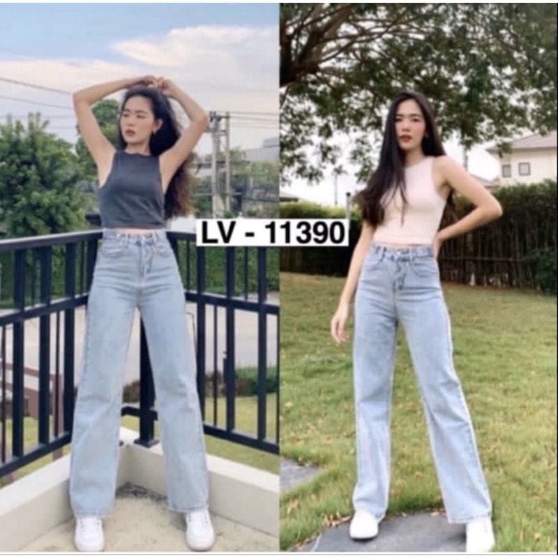 Tq88indonesia Fashion Celana Jeans Panjang Wanita / Highwaist Highwaisted Loose Kulot Auto Jenjang Tinggi /Celana Panjang Cewek / Ootd / Outfit Kasual Kekinian