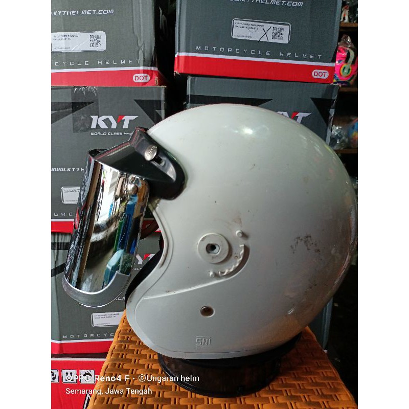 Paket Visor Flat Helm Honda Scoopy / Helm apa saja, Kaca Datar Silver Pelangi Hitam