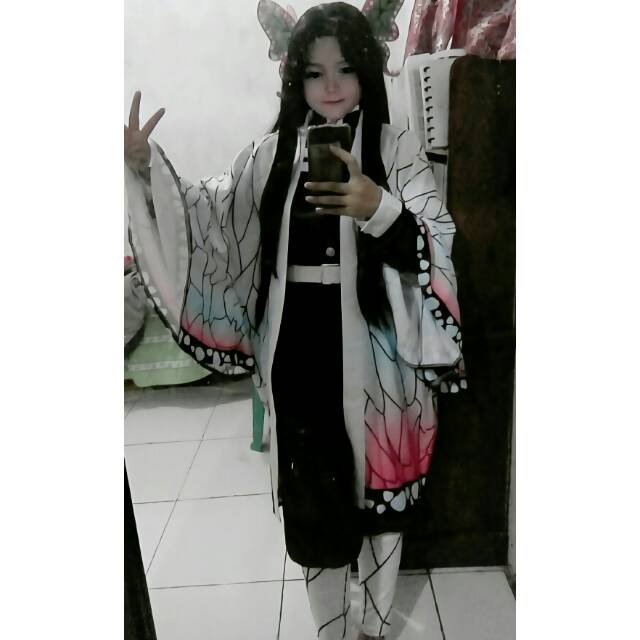 Fullset cosplay Kanae kochou atau shinobu kochou kimetsu no yaiba