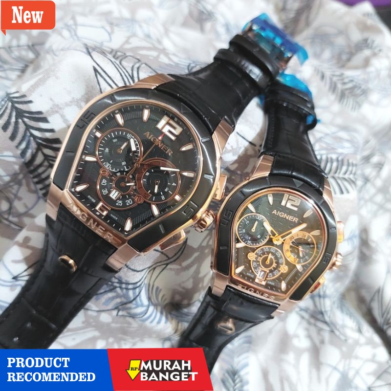 Jam tangan couple terbaik- Jam Tanagan Aigner Palermo Chronograph Aktif Strap Kulit Original