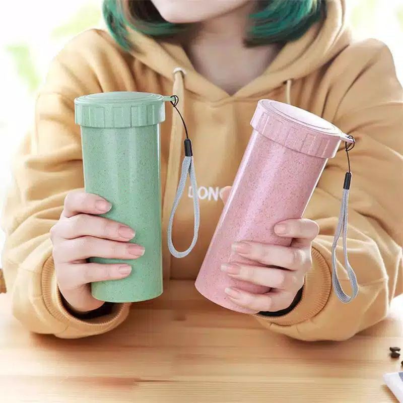 BOTOL MINUM JERAMI ECO FRIENDLY ANTI TUMPAH GELAS MINUMAN BOTOL MINUMAN UNIK BPA FREE TERMOS AIR U