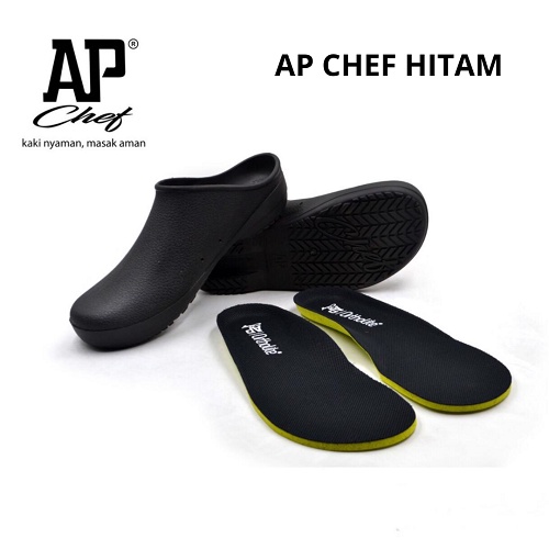 AP CHEF - SEPATU CHEF -  SEPATU DAPUR KARET - AP CHEF 38-45 BLACK &amp; WHITE - AP BOOTS - FANZ STORE