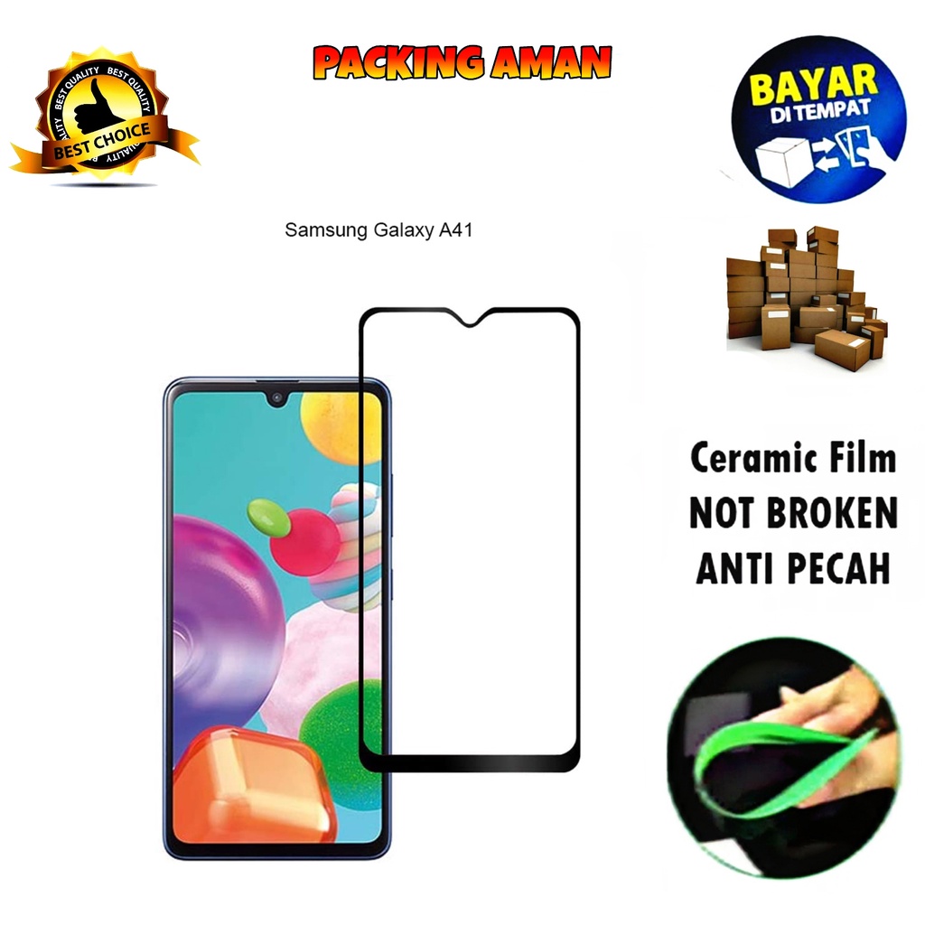 Tempered Glass Samsung Galaxy A41 4G FULL COVER FULL SCREEN Ceramic Film Anti Gores