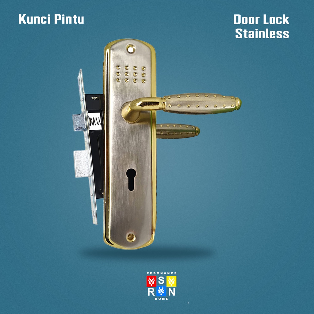 Kunci Pintu Top Grande Gold Dus Hijau Kumplit Set 20cm l Kunci Pintu Kayu Stainless Full Set Resonance Home