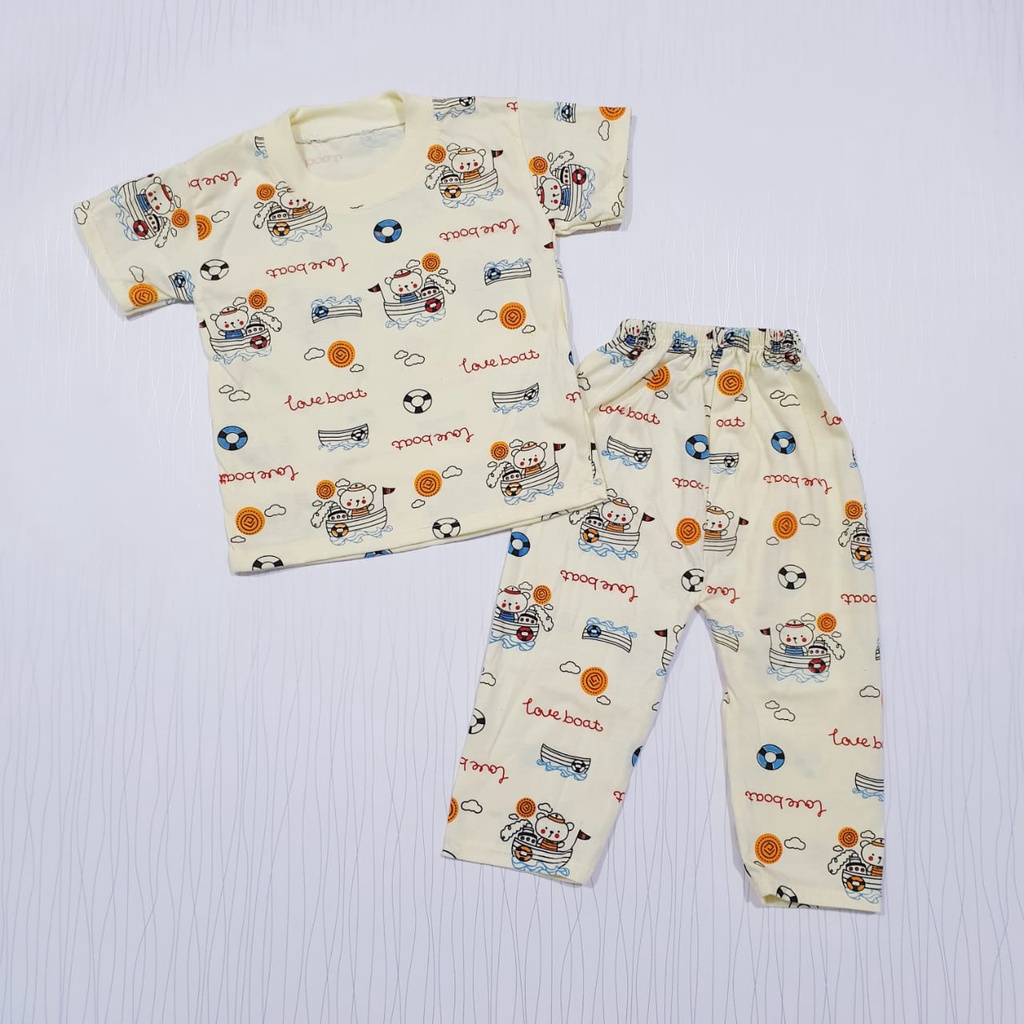 Baju Bayi Motif Boat Setelan Oblong Anak Baby Alicia