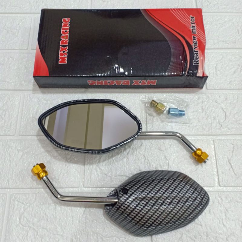 Spion Karbon Model Beat Tangkai Crome Drat Honda &amp; Yamaha