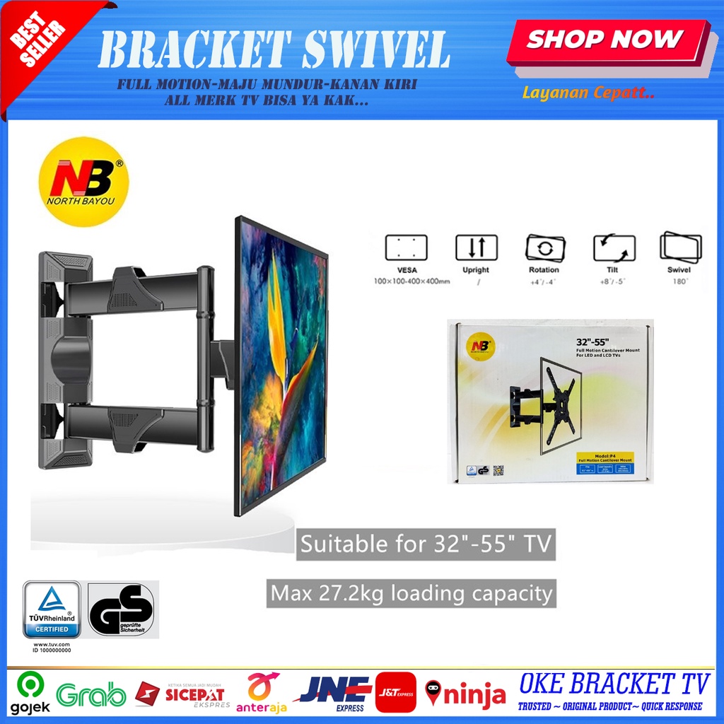 Bracket tv / brecket tv swivel 55 50 49 43 32 inch / NB P4 North Bayou P4