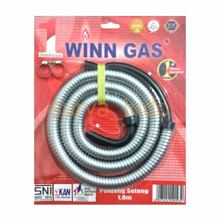 SELANG GAS LPG FLEKSIBEL 1.8 M + KLEM WINN GAS SELANG ELPIJI SET