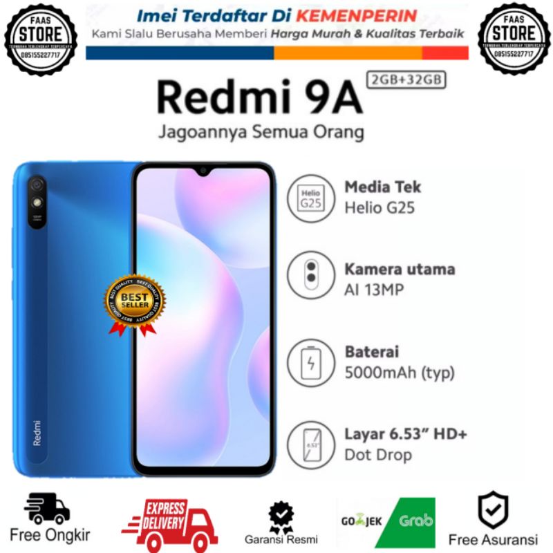 XIaomi Redmi 9A (2+32GB) Layar DotDrop 6.53