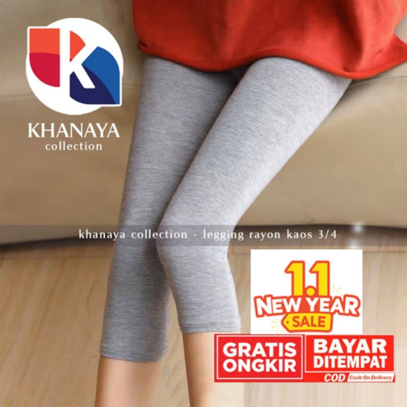 Celana Legging Wanita Selutut ( 3/4 ) Bahan Rayon Kaos Ukuran Standar & Jumbo/ Leging / Legging / Le