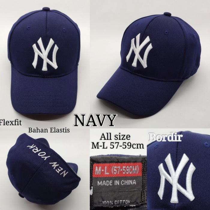 Topi Pria topi cowok cewek pria baseball Newyork import - NY-14/Navy(K6A3) Topi Baseball Pria Topi P