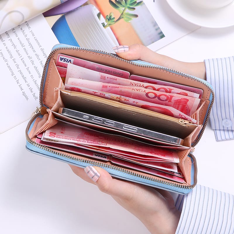 ASIN829 Dompet Panjang Wanita Terbaru D304 Import Bahan Halus // Dompet Panjang Wanita Tiga Ruang
