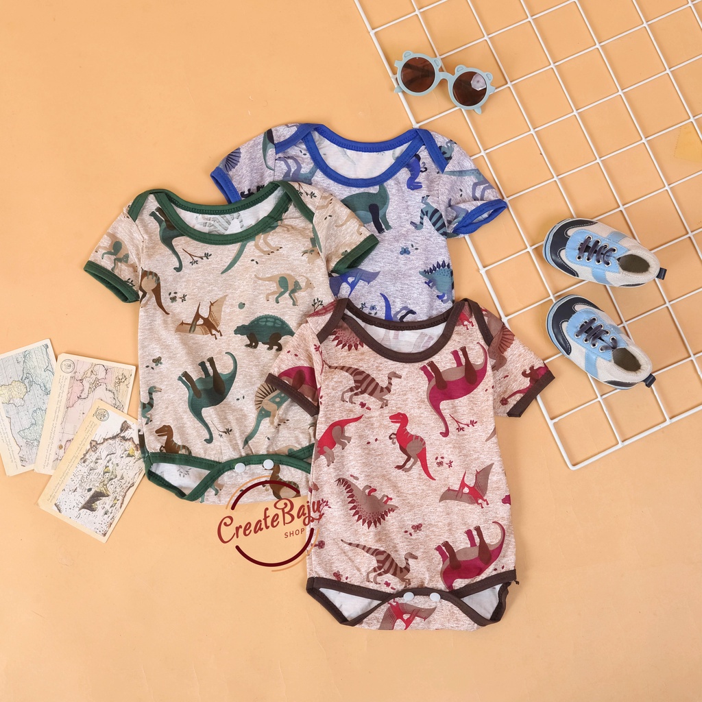 BAJU BAYI JUMPER BAYI 3-12 BULAN JUMPSUIT BAYI MOTIF PRINTING BRONTOSAURUS FASHION TERMURAH