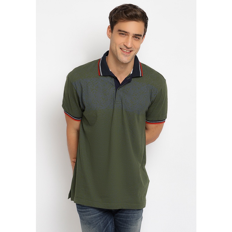 Kaos Polo Pria Poshboy Original Clifton poloshirt print katun hijau