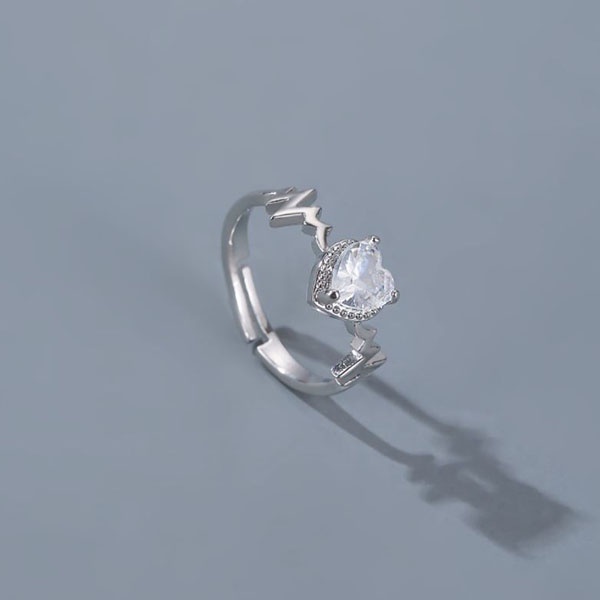 cincin hati zircon cardiogram love ring jci083(3E3)