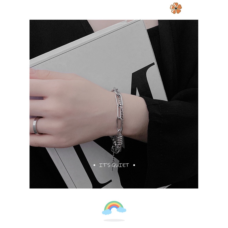 Niche desain gelang wanita in double-layer zirkon rantai jahitan musim semi kepribadian manis gaya k