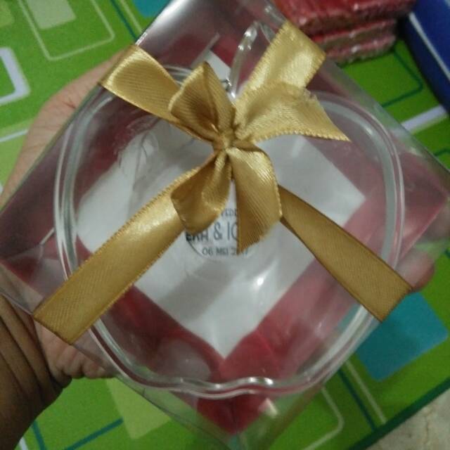 Souvenir pernikahan mangkok apel kecil box mika plus nama