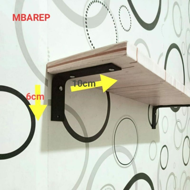 rak besi siku L penyangga rak dinding/kayu.ambalan.6cm*10cm