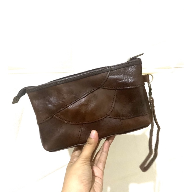 Dompet kulit perca coklat tua