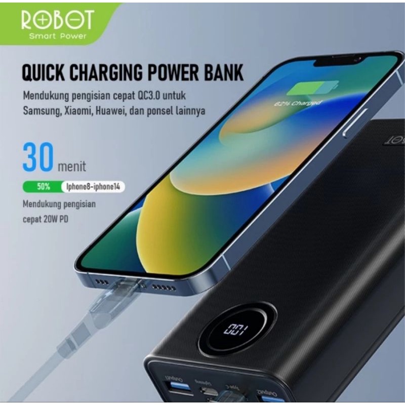 PowerBank ROBOT 20000mah RT23 Quick Charging Powerbank 3 Port Original