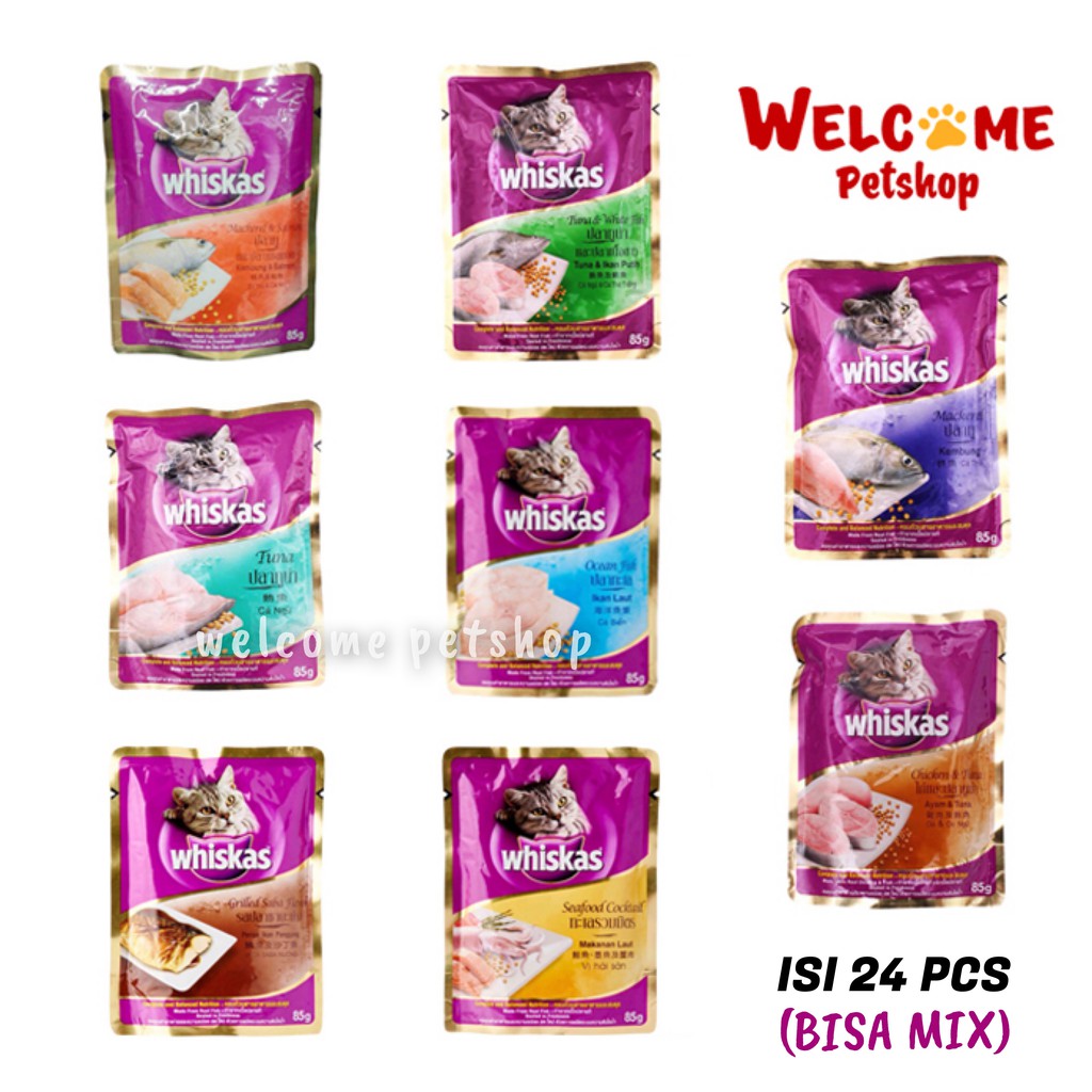 WHISKAS POUCH 85 GR ISI 24 PCS / MIX ALL VARIAN