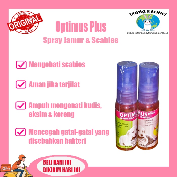 OBAT KULIT SCABIES OPTIMUS SPRAY KUCING DEMODEX JAMUR KUTU LUKA