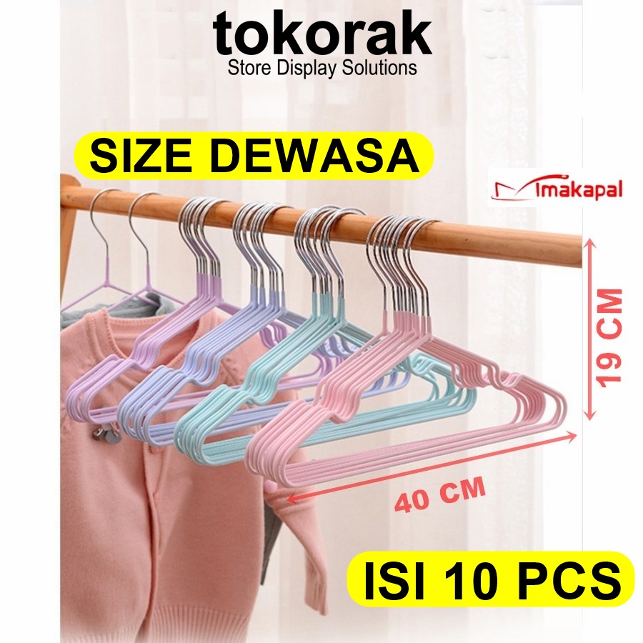 GANTUNGAN BAJU HANGER DEWASA KAWAT STAINLESS LAPIS KARET MAKAPAL